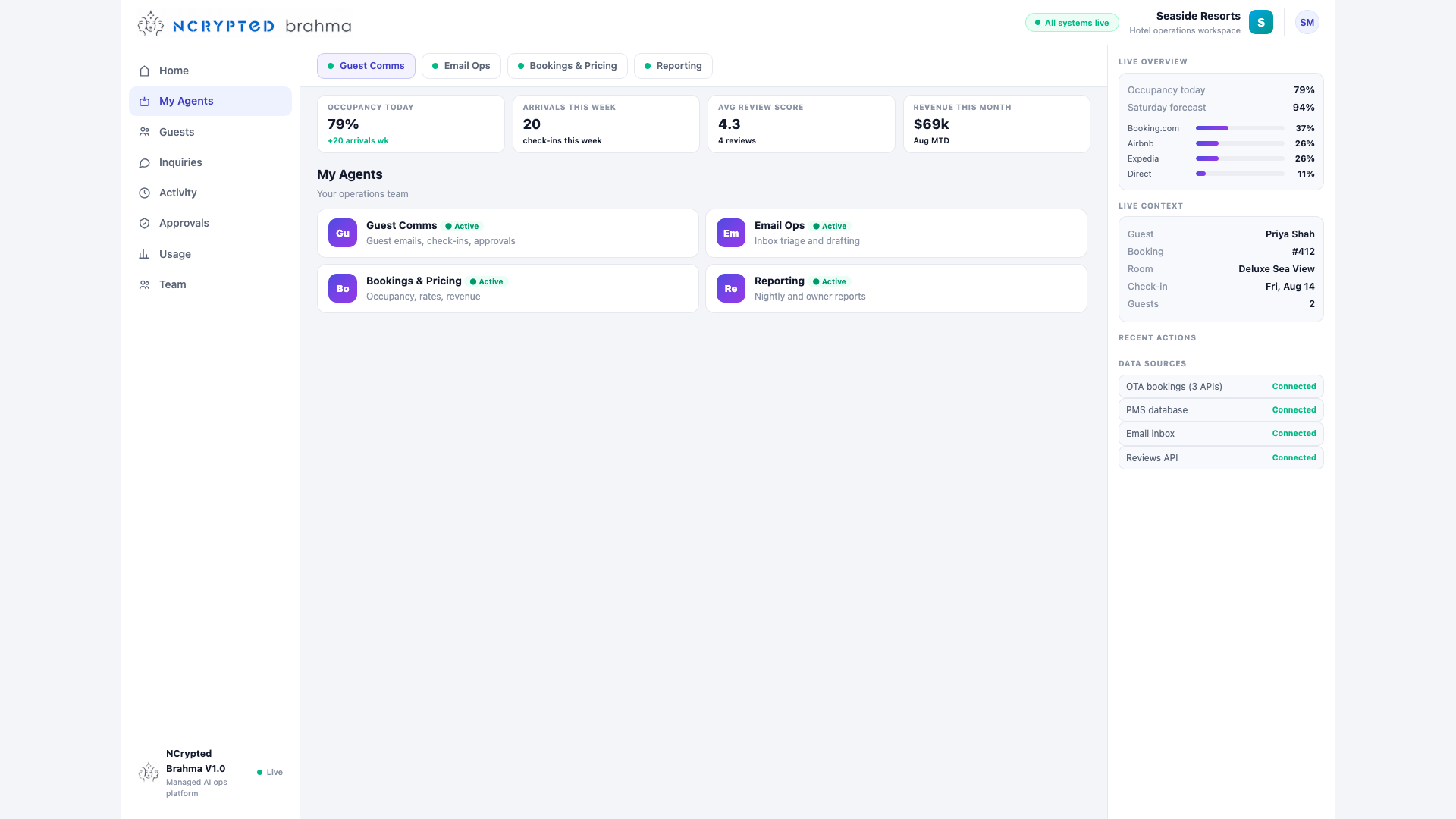Brahma agent workspace: one platform for every hotel function